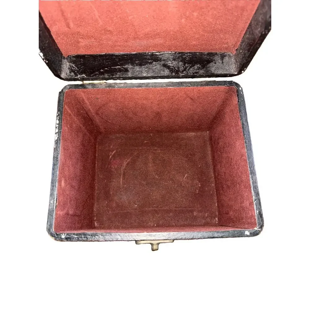 Vintage Red Wooden Keepsake Box Brass Handle Acorn Finials Lined 9in X 9in X 7in